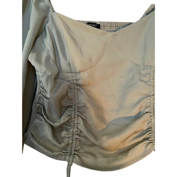 Forever 21 | Sage Green Coquette Style Peasant Style Crop | Size Medium - Picture 2 of 5
